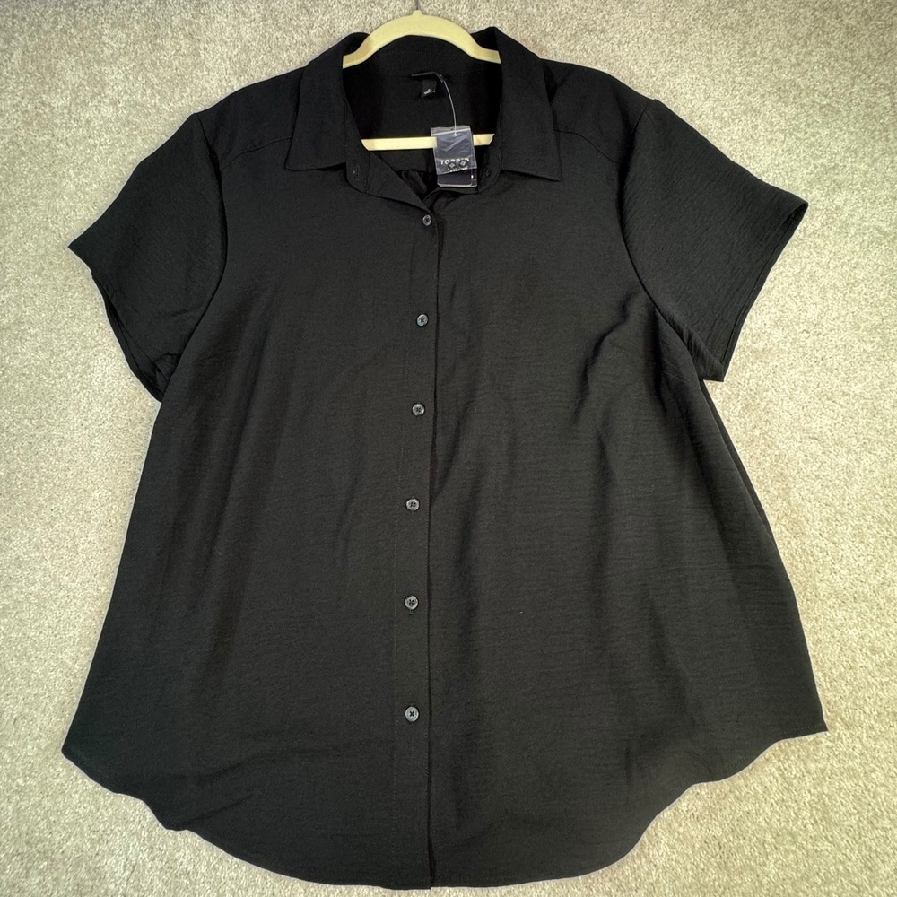 Torrid Button Front Short Sleeve Shirt Deep Black Plus Size 2X 18-20